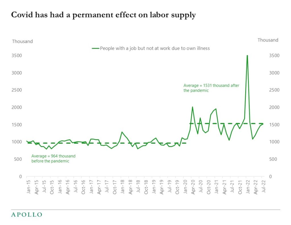 Chart showing the negative impact of the Covid pandemic on the labor supply