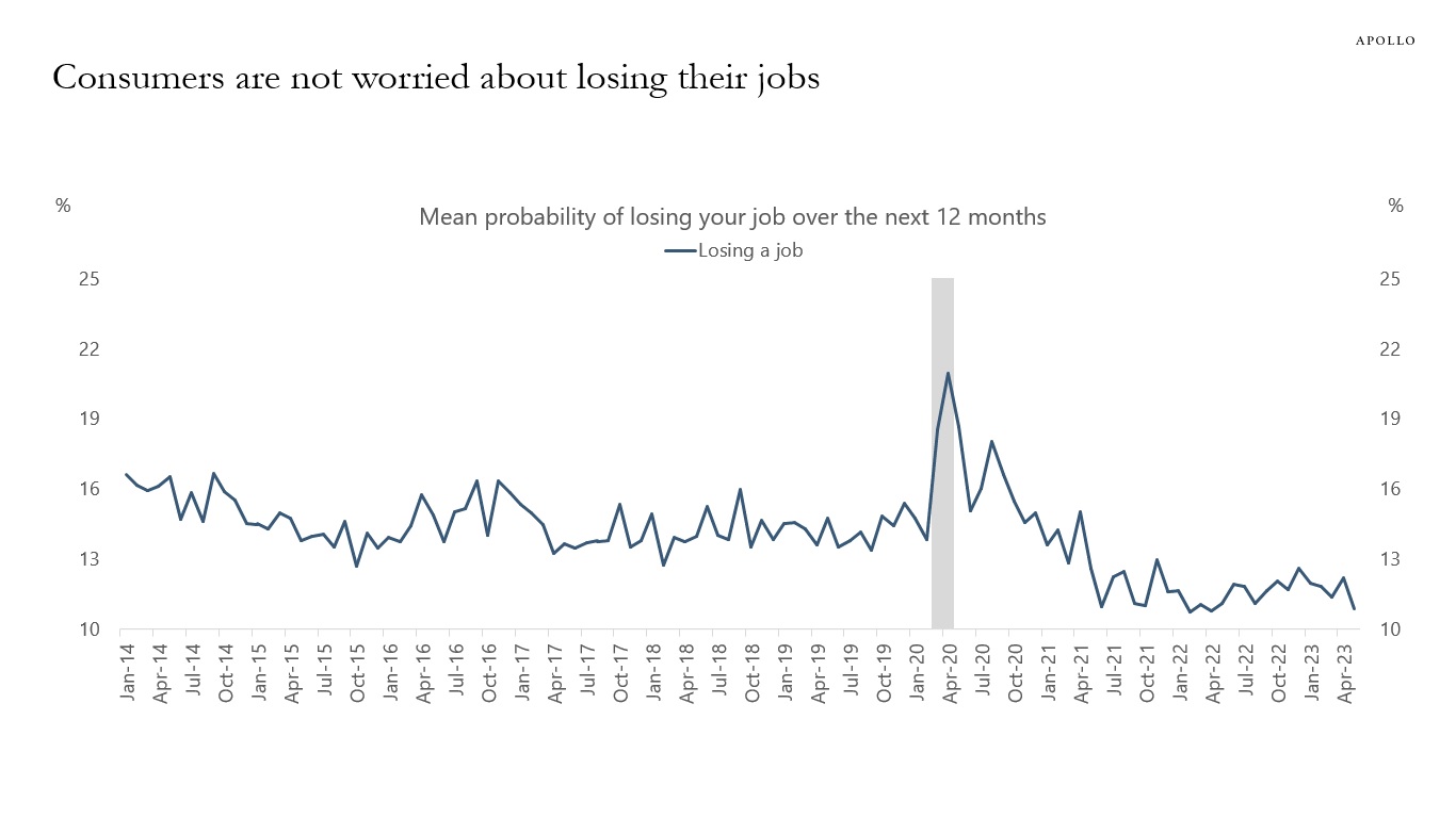 Consumers are not worried about losing their jobs