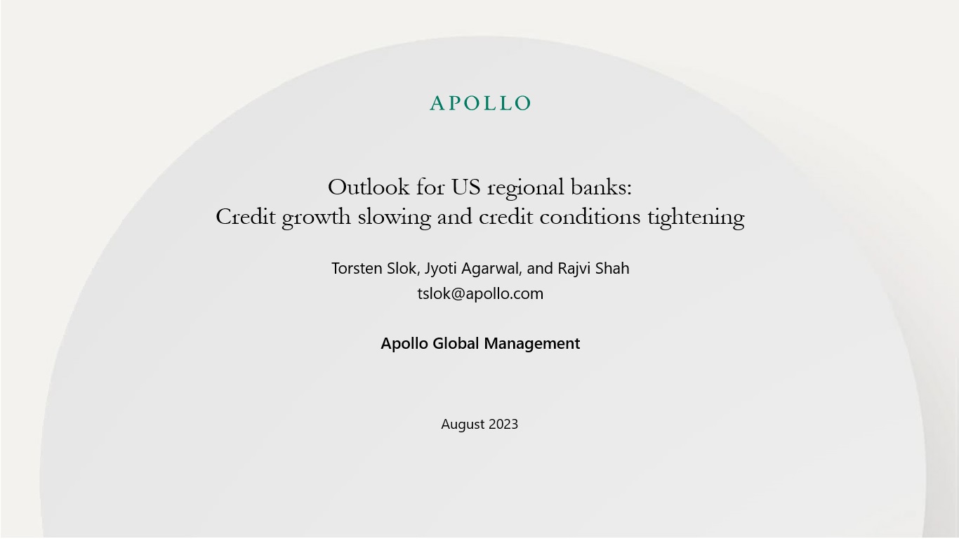 Outlook for US regional banks:Credit growth slowing and credit conditions tightening