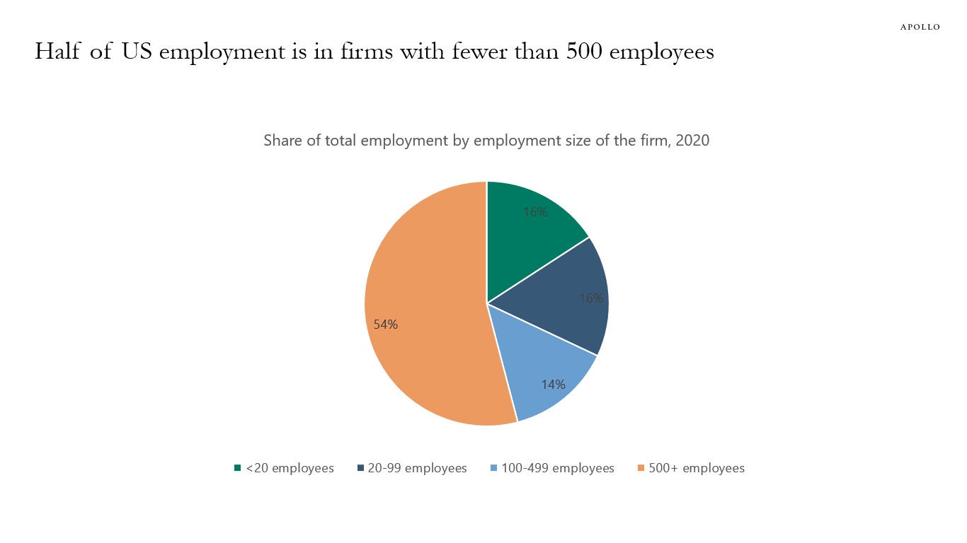 Half of US employment is in firms with fewer than 500 employees