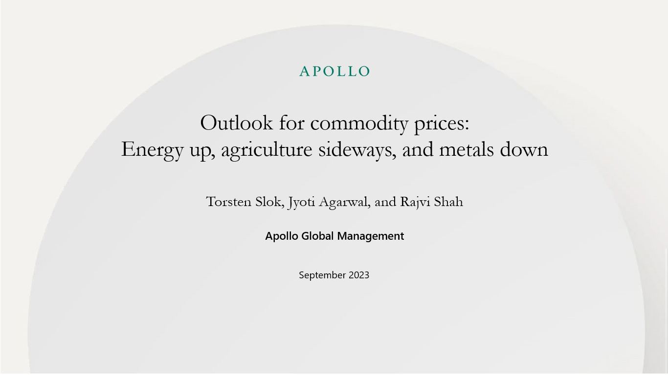 Outlook for commodity prices: Energy up, agriculture sideways, and metals down
