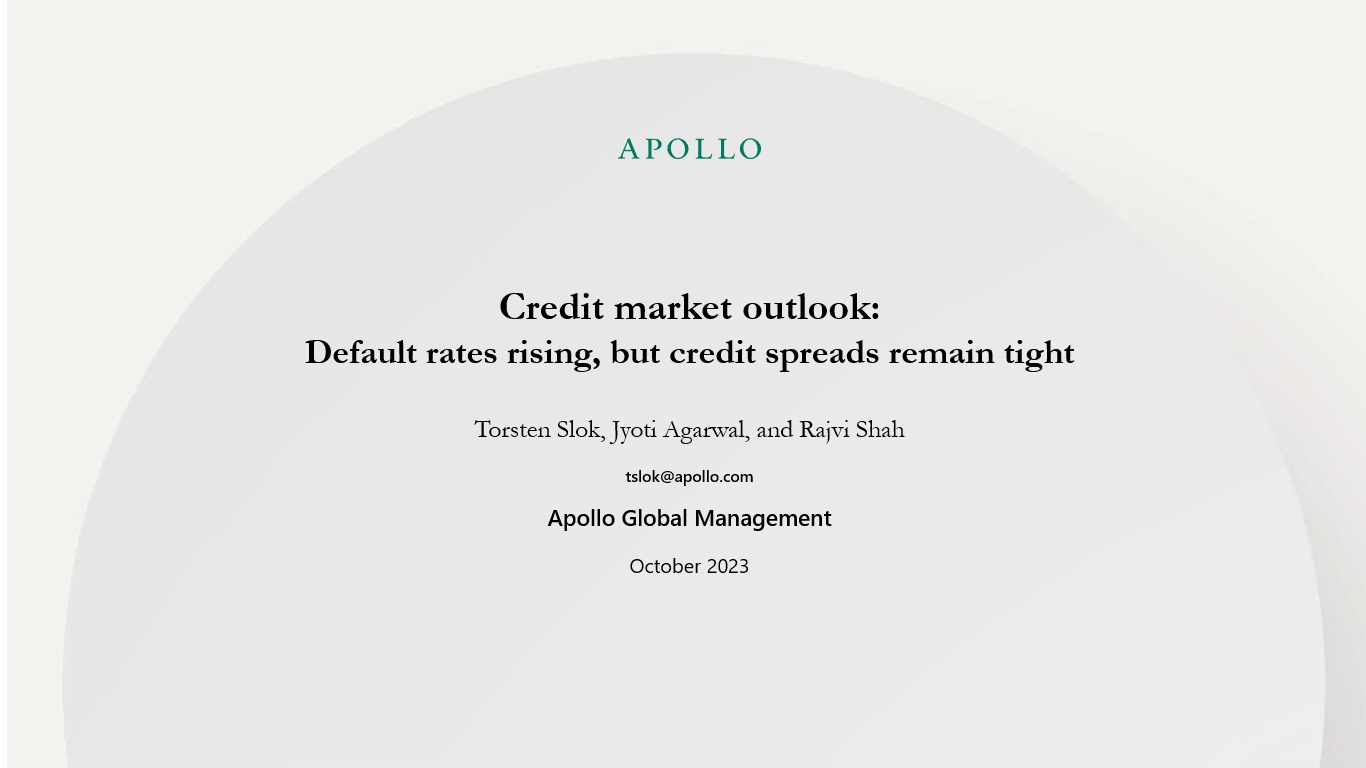 Credit market outlook: Default rates rising, but credit spreads remain tight