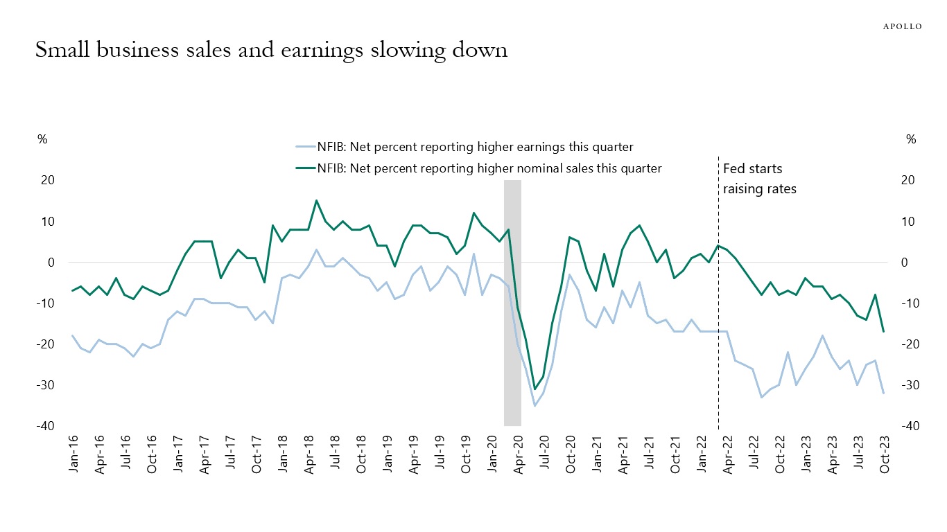 Small business sales and earnings slowing down