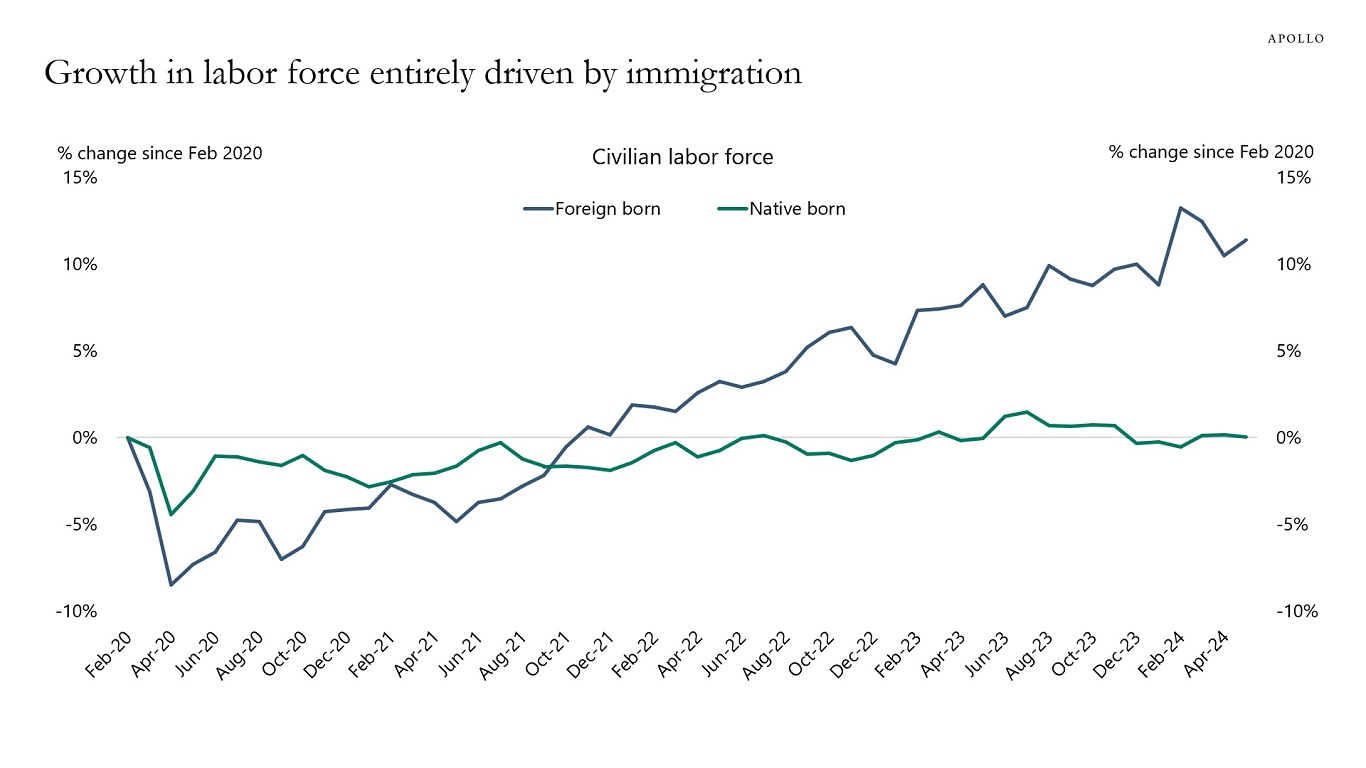 Growth in labor force entirely driven by immigration