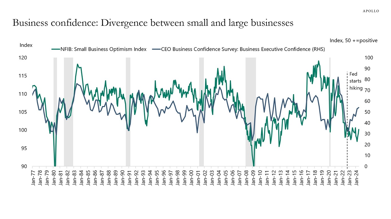 Business confidence: Divergence between small and large businesses 