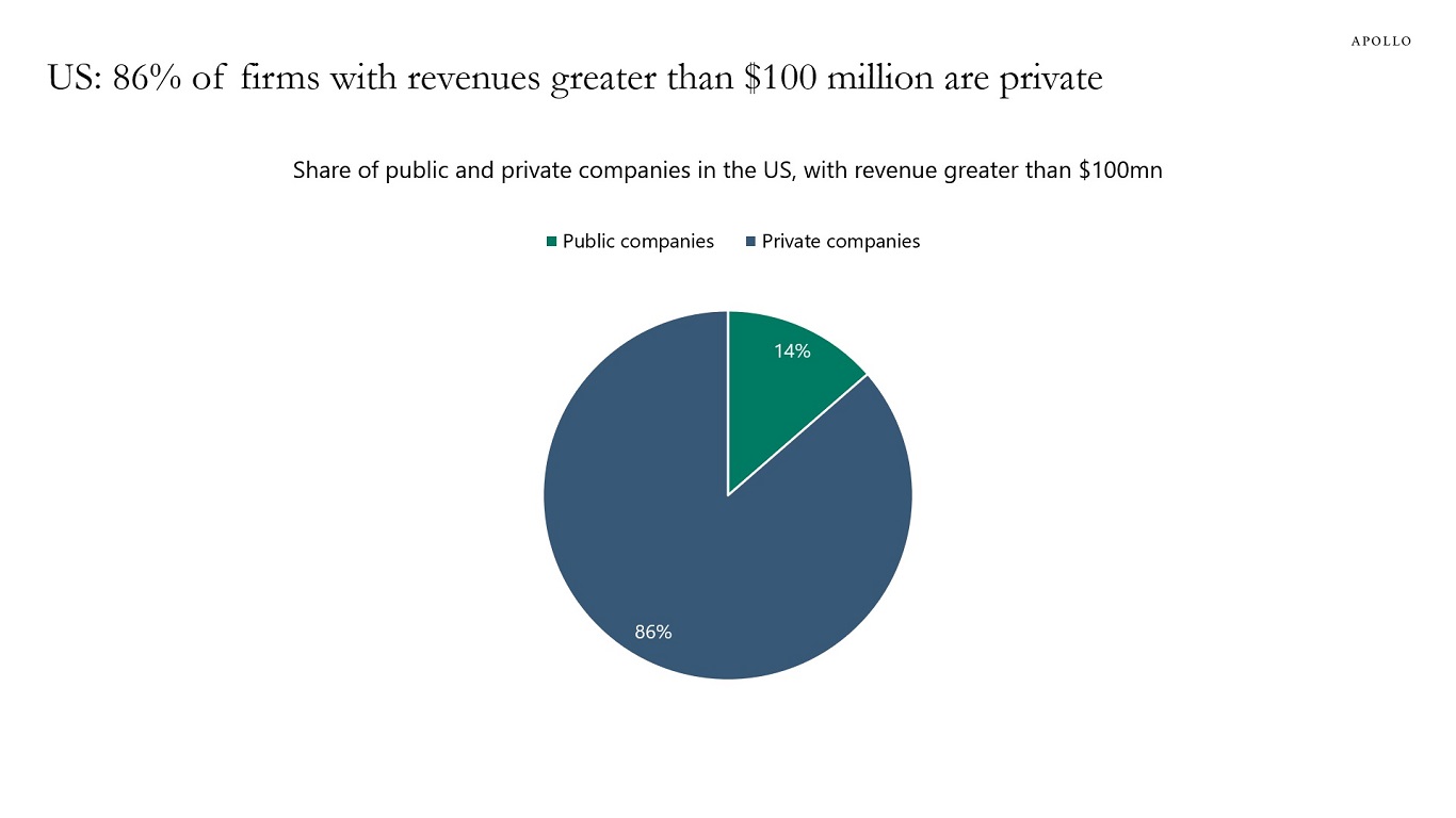 US: 86% of firms with revenues greater than $100 million are private