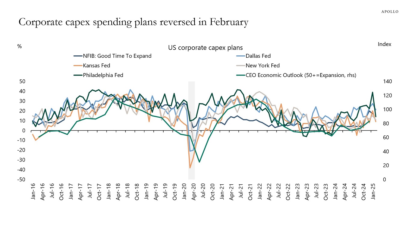 Corporate capex spending plans reversed in February